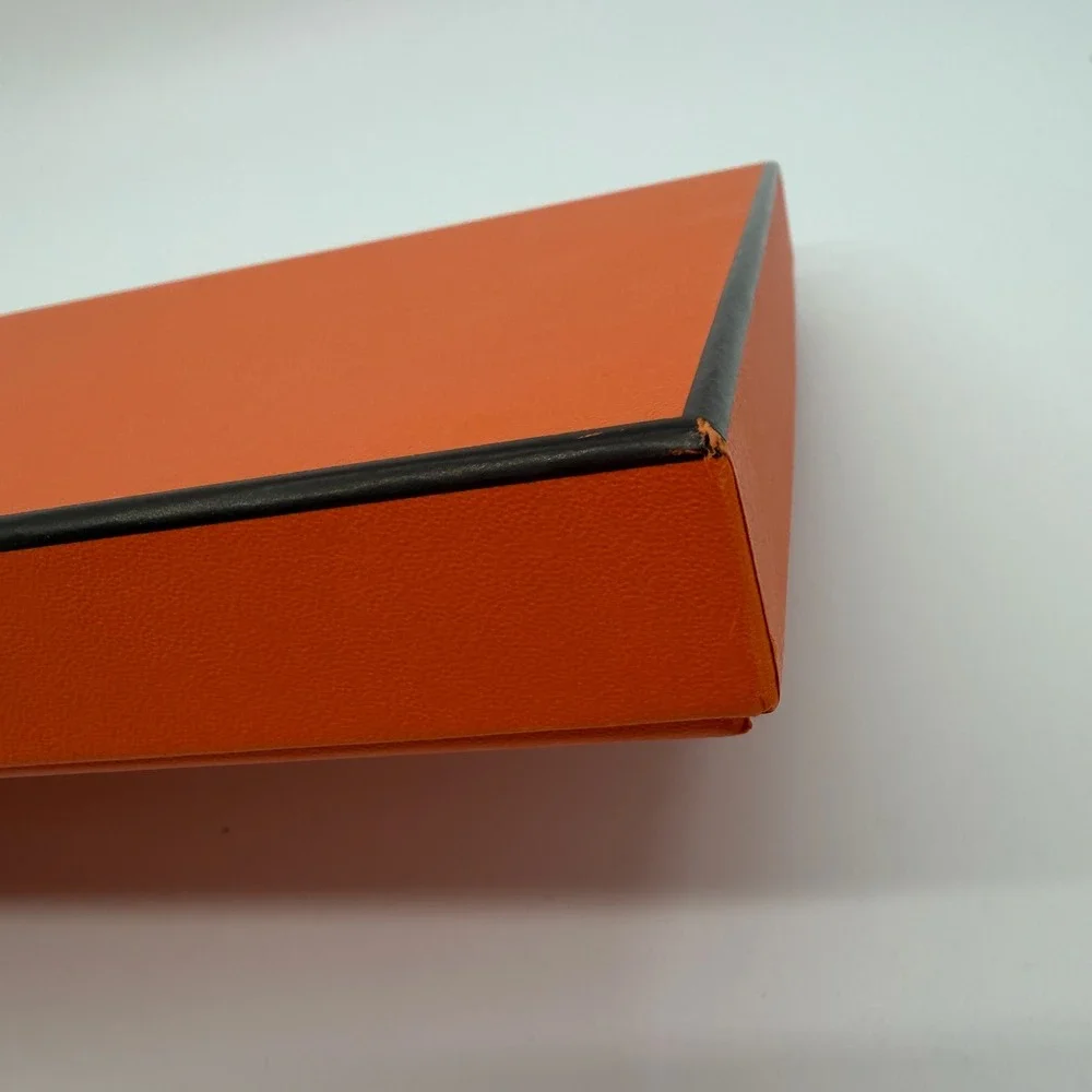 Hermes Empty Gift Box Orange 7x14x1 Authentic Logo Tissue Ribbon Luxury